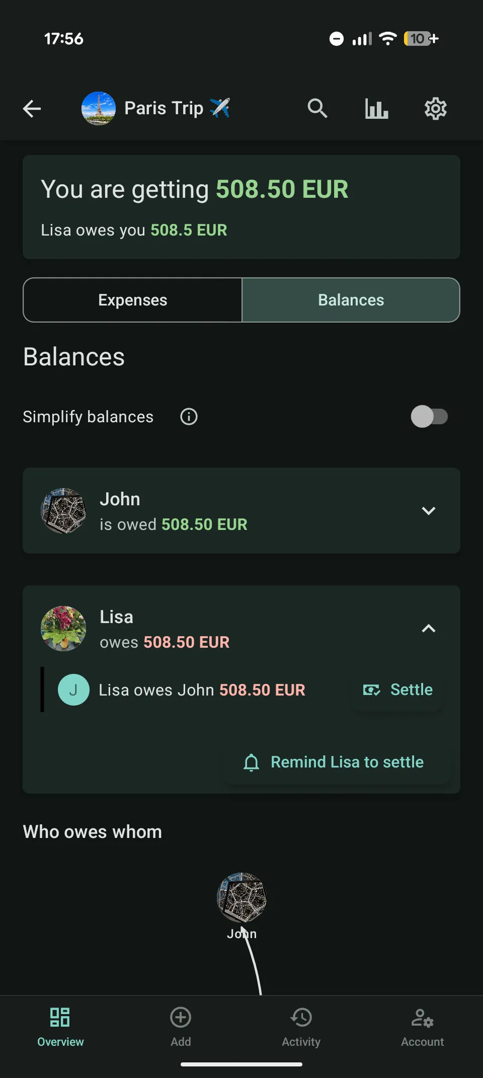 See the balance and the history behind it